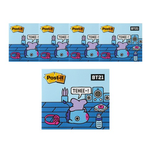 포스트잇 강한점착용 커버노트 BT21, MANG, 5개