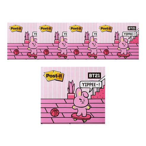 포스트잇 강한점착용 커버노트 BT21, COOKY, 5개
