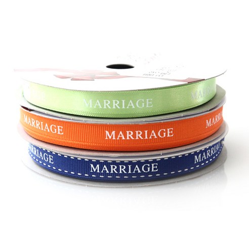 톡톡 팬시굿즈 MARRIAGE 프린팅 포장리본 세트, NO17(C17연두, G37주황, G25로얄블루), 13.5m