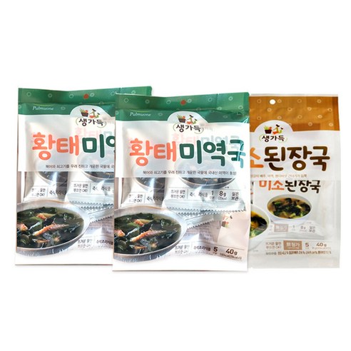 생가득 황태미역국 5인분 40g x 2p + 미소된장국 5인분 40g, 1세트