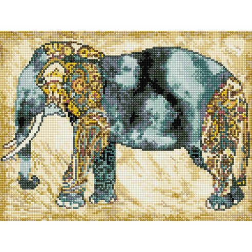 아트조이 DIY 보석십자수 캔버스형 30 x 40 cm, 인도 코끼리, 1세트