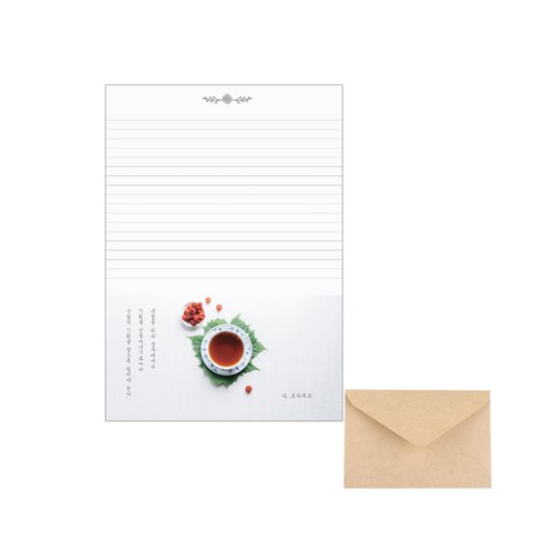 삼육오데이 디자인편지세트 편지지 20p + 봉투 10p, 차와산딸기, 1세트