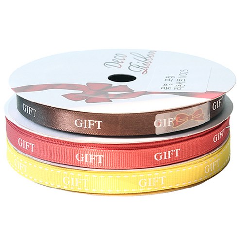 톡톡 팬시굿즈 GIFT 프린팅 포장리본 3p 세트, NO25, 13.5m