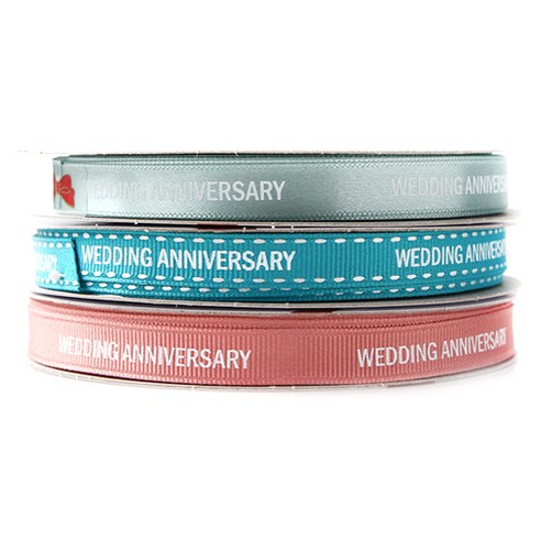 톡톡팬시 WEDDING ANNIVERSARY 프린팅 포장리본 세트, NO26, 13.5m