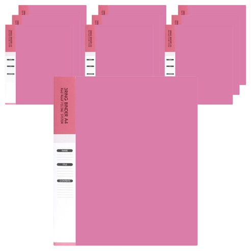 레드루프 O링 바인더 A4 3공 315 x 250 x 35 mm, 핑크, 10개입