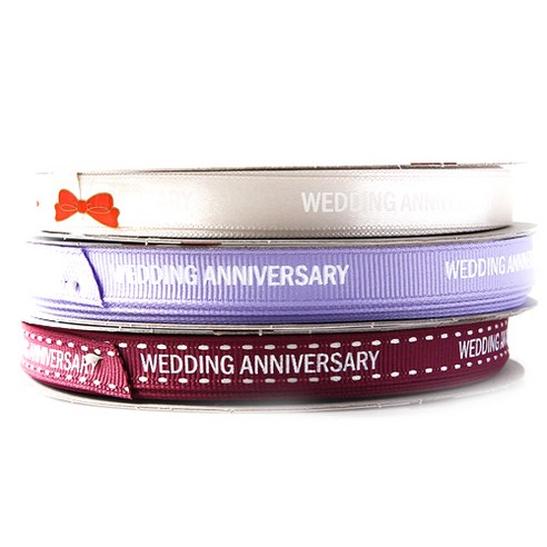 톡톡팬시 WEDDING ANNIVERSARY 프린팅 포장리본 세트, NO5, 13.5m