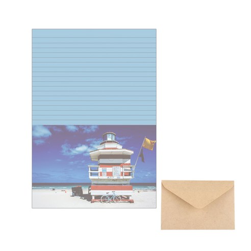 삼육오데이 디자인 편지세트 편지지 20p + 봉투 10p, 해변집, 1세트