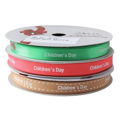 톡톡팬시굿즈 Children''s Day 프린팅 포장리본 3p 세트, NO18, 13.5m