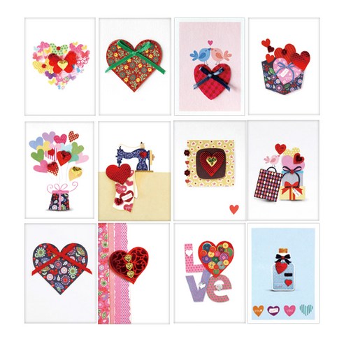 프롬앤투 T801 축하 발레타인 사랑카드 12종 카드 24p + 봉투 24p, 혼합 색상, 1세트