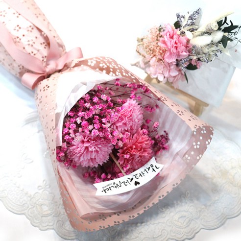 도시정원 조화 비누 카네이션 안개꽃다발, 핑크