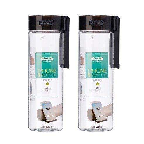 코멕스 폰앤보틀 트라이탄 물병 2p, 블랙, 550ml
