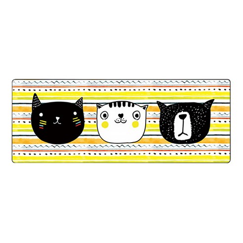 DM 알럽컴 큐트 마우스 장패드 800 x 300 x 3 mm, 세마리고양이, 1개