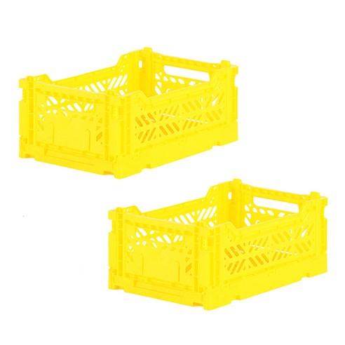 아이카사 폴딩박스 S, yellow, 2개