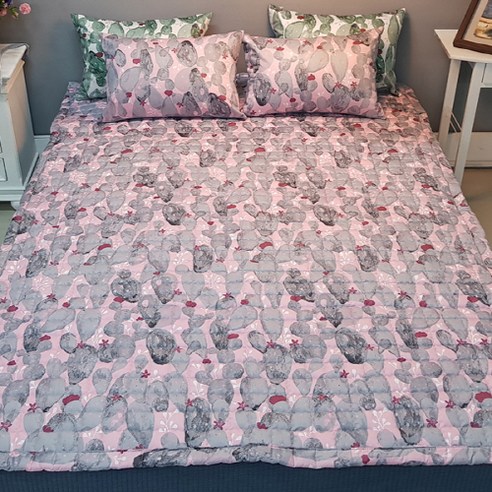 그림같은집 좋은솜 좋은이불 선인장 침대 패드, 핑크