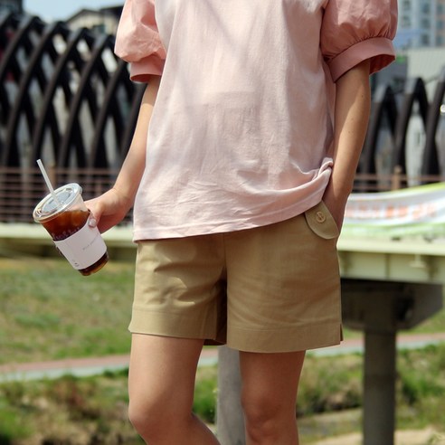 배둥이 단추 임산부반바지