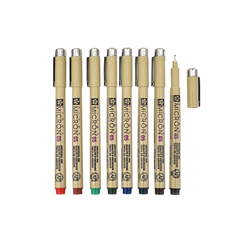 PIGMA MICRON 05 젤잉크펜 8p세트, Black, Sepia, Blue Black, Blue, Hunter Green, Green, Burgundy, Red, 1세트