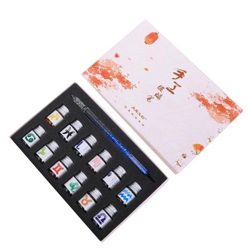 멜팅홈 에나멜 크리스탈 유리 만년필 세트, 0.5mm, 블루