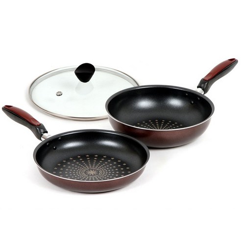 셰프라인 CP 프라이팬 3종세트, 혼합 색상, 프라이팬 28cm + 궁중팬 28cm + 유리뚜껑