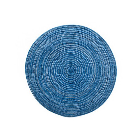 마켓감성 원형 고급라탄 테이블매트, 블루, 18cm