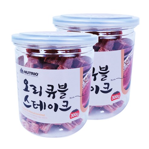 뉴트리오 스테이크 반려견 간식, 오리큐블맛, 2개입