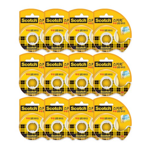 스카치 투명 양면 테이프 12mm x 6.35m, 12개입