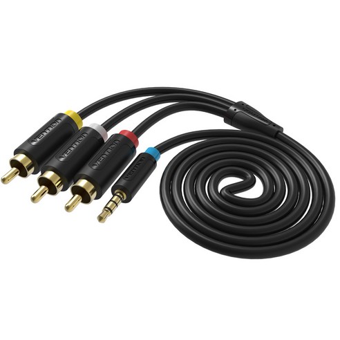 벤션 순동 3.5mm to 3 RCA 오디오 케이블 2m, BCBBH, Black 2rcato2rca