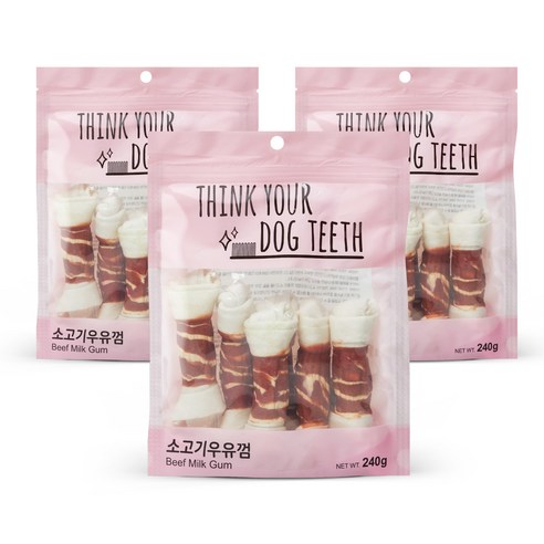 ThinkYourDogTeeth 반려견 우유껌 6개입, 소고기, 3개입