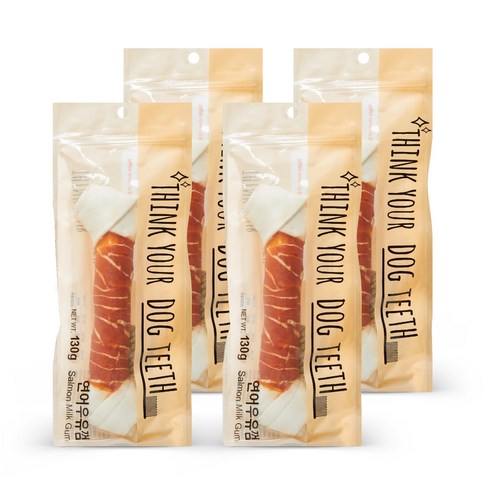 Think your dog teeth 딩고 오리우유 껌 130g, 연어맛, 4개