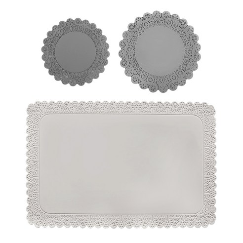 에이드엘 도일리 실리콘 테이블웨어 1인세트 3p, mix모노, 테이블매트(가로 428mm x 세로 282mm), 컵받침(9cm, 11cm)