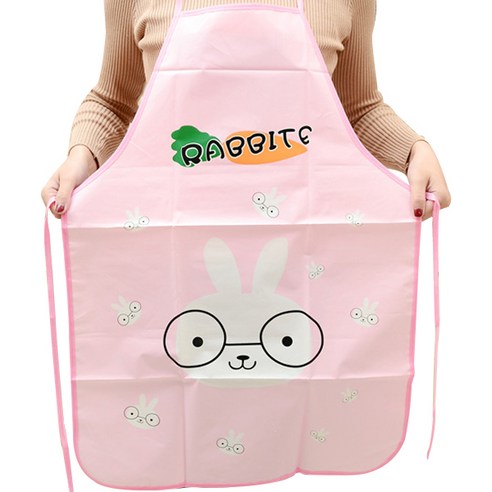 마켓피오 주방 일회용 PVC 방수 캐릭터 앞치마, 토끼, 10개