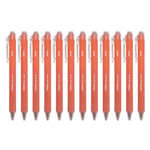 신지 토모 퀵 드라이 중성 젤펜 0.38mm, 오렌지, 12개입