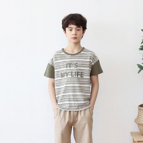 또래친구 남아용 잇츠 단가라 티셔츠, 카키
