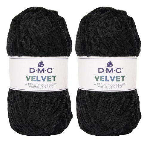 DMC 벨벳 뜨개실 2p, 10 블랙실루엣, 100m