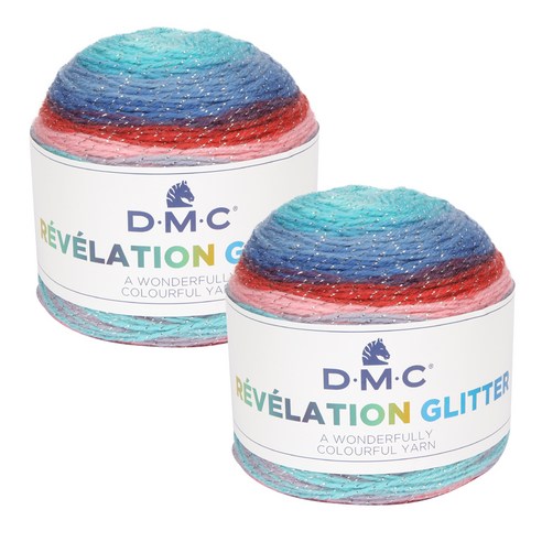 DMC 레볼레이션 글리터 뜨개실 2p, 501번, 250m