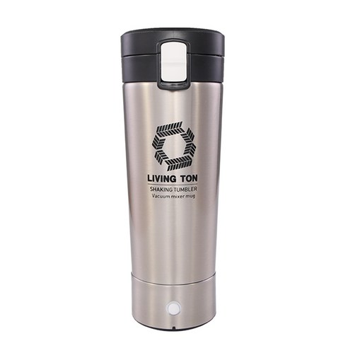 리빙톤 원터치 회오리 자동 믹스 스텐 보온보냉 쉐이커 텀블러, 실버, 500ml