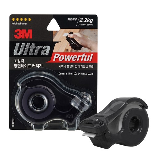 3M 스카치 초강력 양면테이프 커터기 UPC207 24mm x 0.7m, 1개