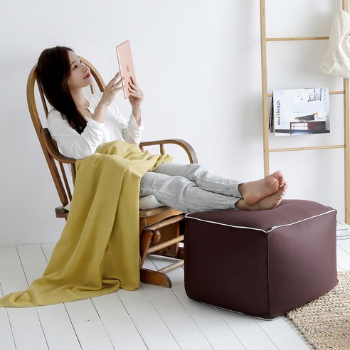 리브맘 달콤 빈백 사각 스툴, 브라운