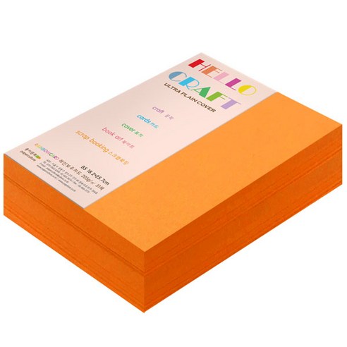 종이문화 두꺼운양면카드지 레인보우카드 No.27 오렌지, B5, 240매