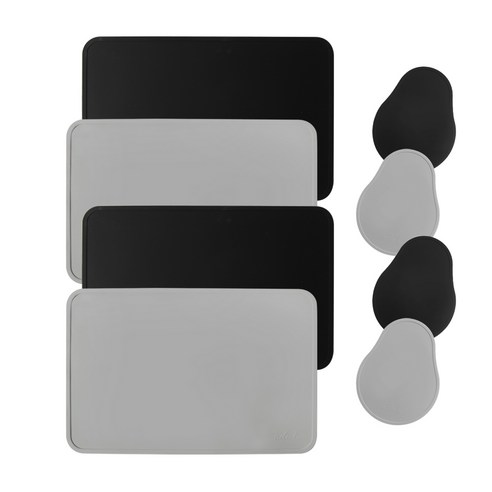 에이드엘 다이닝 실리콘 테이블웨어 4인세트 8p, mix모노, 테이블매트(가로 428mm x 세로 282mm), 컵받침(가로 105mm x 세로 135mm)