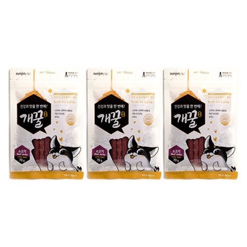 에이치디씨 개꿀 프로폴리스져키 강아지간식 70g, 소고기, 3개
