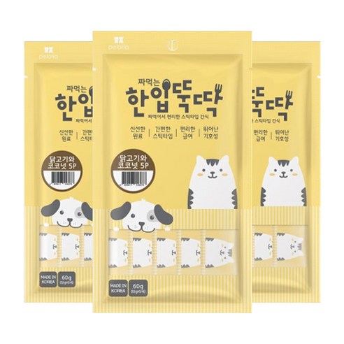 한입뚝딱 짜먹는 반려동물 간식 5p, 닭고기 + 코코넛 혼합맛, 3개