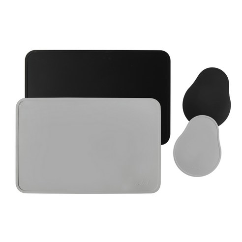 에이드엘 다이닝 실리콘 테이블웨어 2인세트 4p, mix모노, 테이블매트(가로 428mm x 세로 282mm), 컵받침(가로 105mm x 세로 135mm)