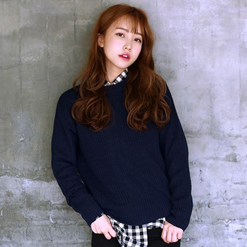 핑예 여성용 와플라운드 니트