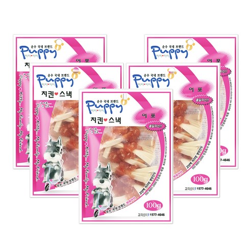 퍼피아이 강아지 간식 100g, 치킨스낵어포, 5개