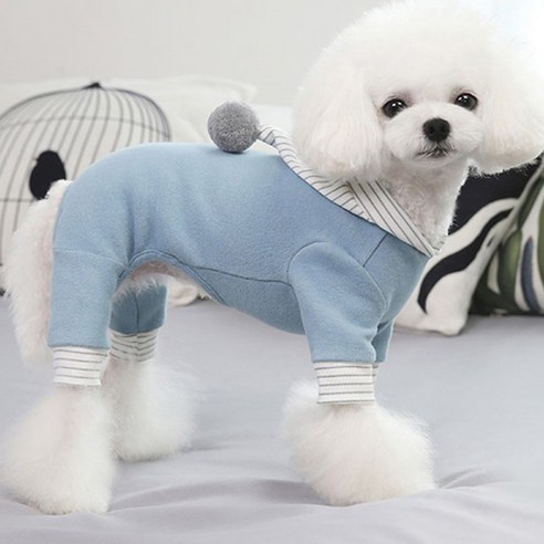 베이비도그 줄무늬후드 올인원, 블루