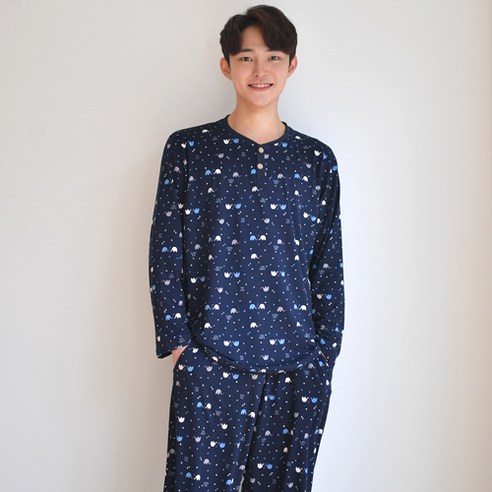 속옷미인 남성용 피치기모 동물 잠옷 상하의