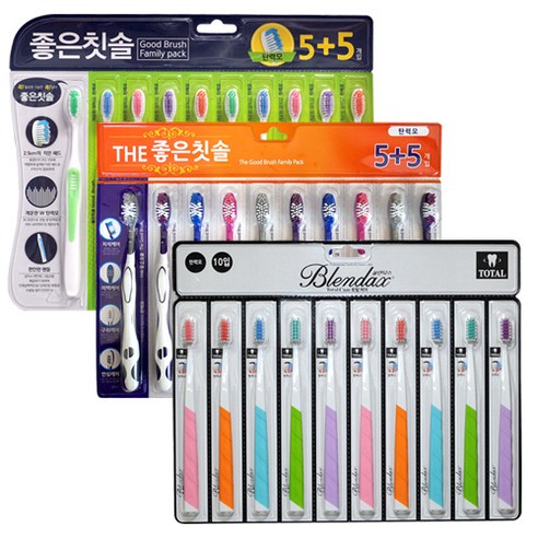 바른생활 탄력모 좋은칫솔 + 더좋은칫솔 + 블렌탁스 토탈케어 칫솔, 30개입, 1세트
