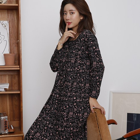 핑크워너비 피치기모 포근 원피스