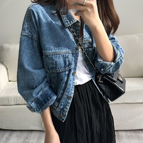 엔비룩 여성용 보딩숏데님자켓