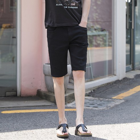 타운클로 남성용 시크릿 밴딩 청반바지, 블랙
